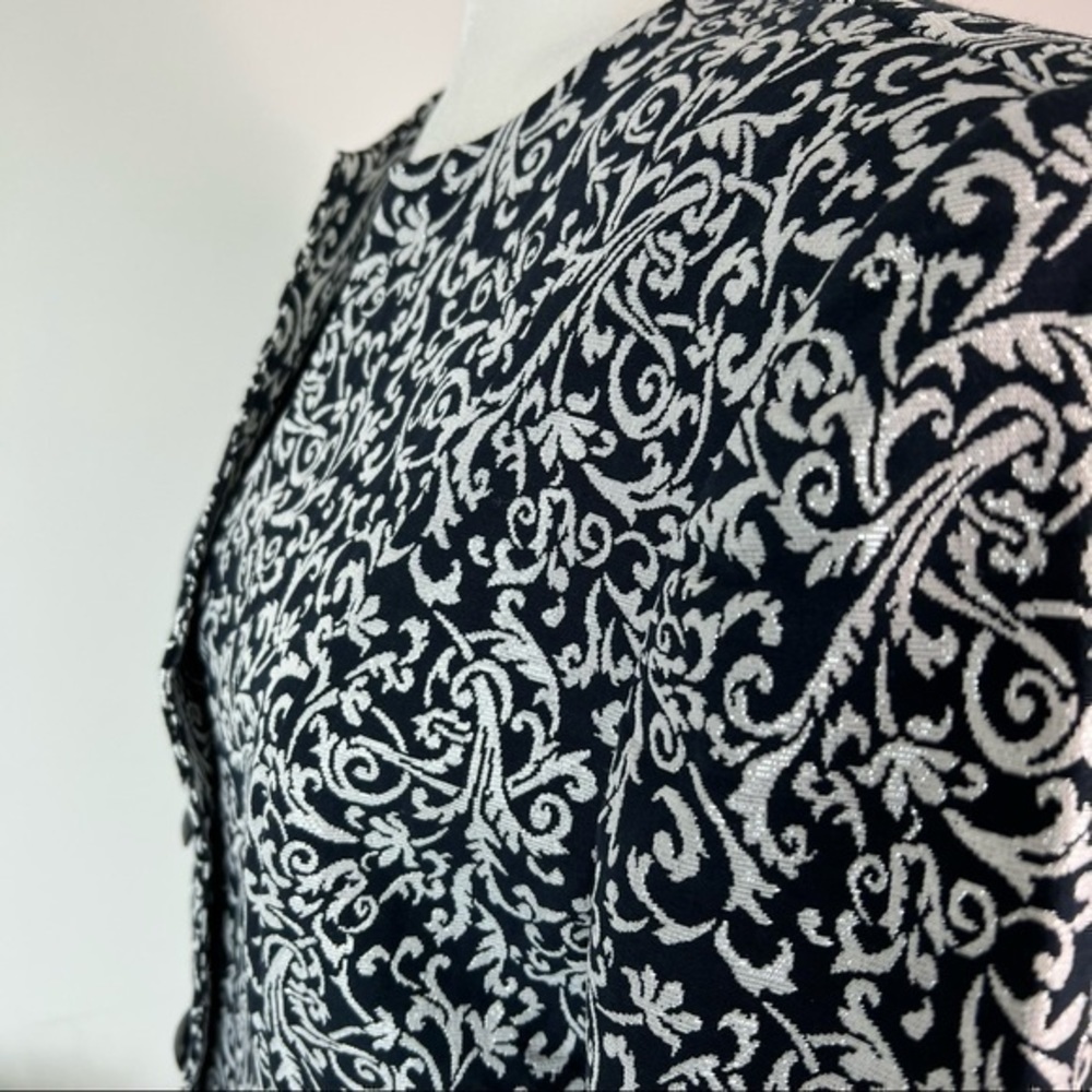 Alfred Dunner Womens Jacket Coat Metallic Black Floral Buttons Petites 12P - Picture 5 of 9